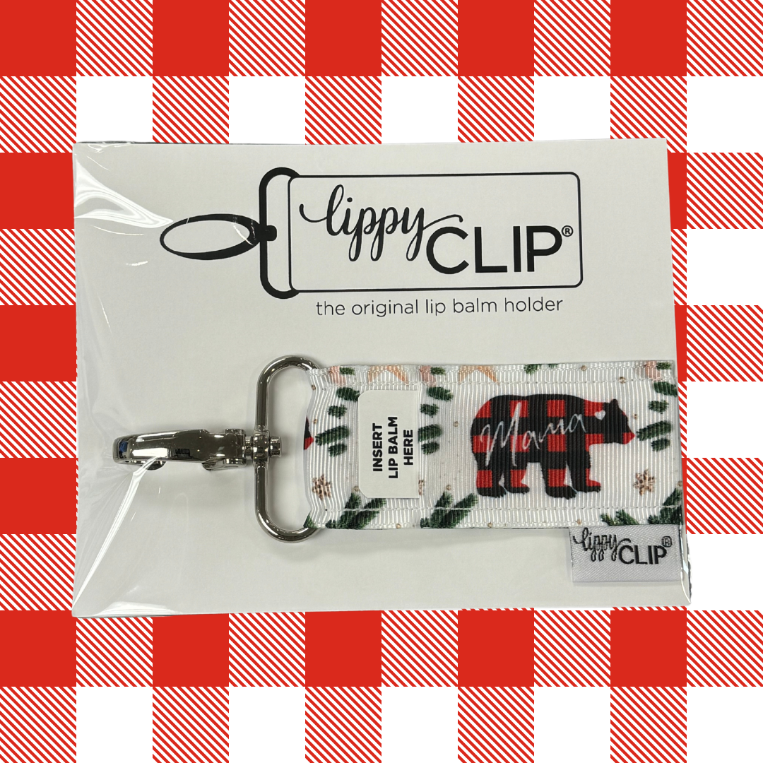 Buffalo Plaid Mama Bear LippyClip Lip Balm Holder